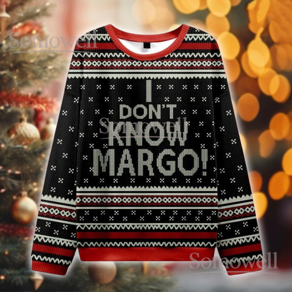 I Dont Know Margo Black Ugly Christmas Sweater Holiday Knit Jumper Funny Movie Quote Gift