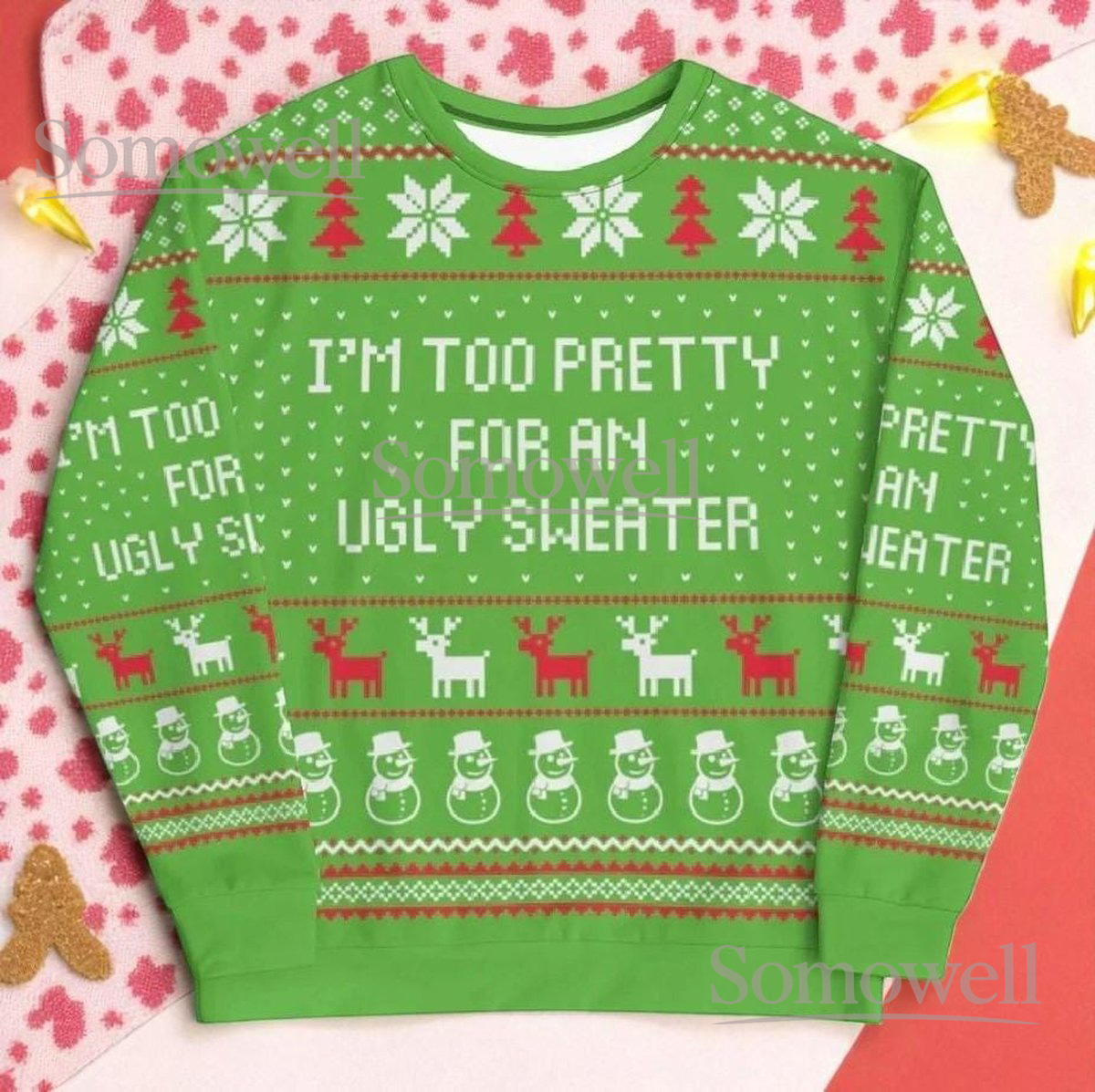 Pretty Text Christmas Green Ugly Sweater Funny Holiday Knit Jumper