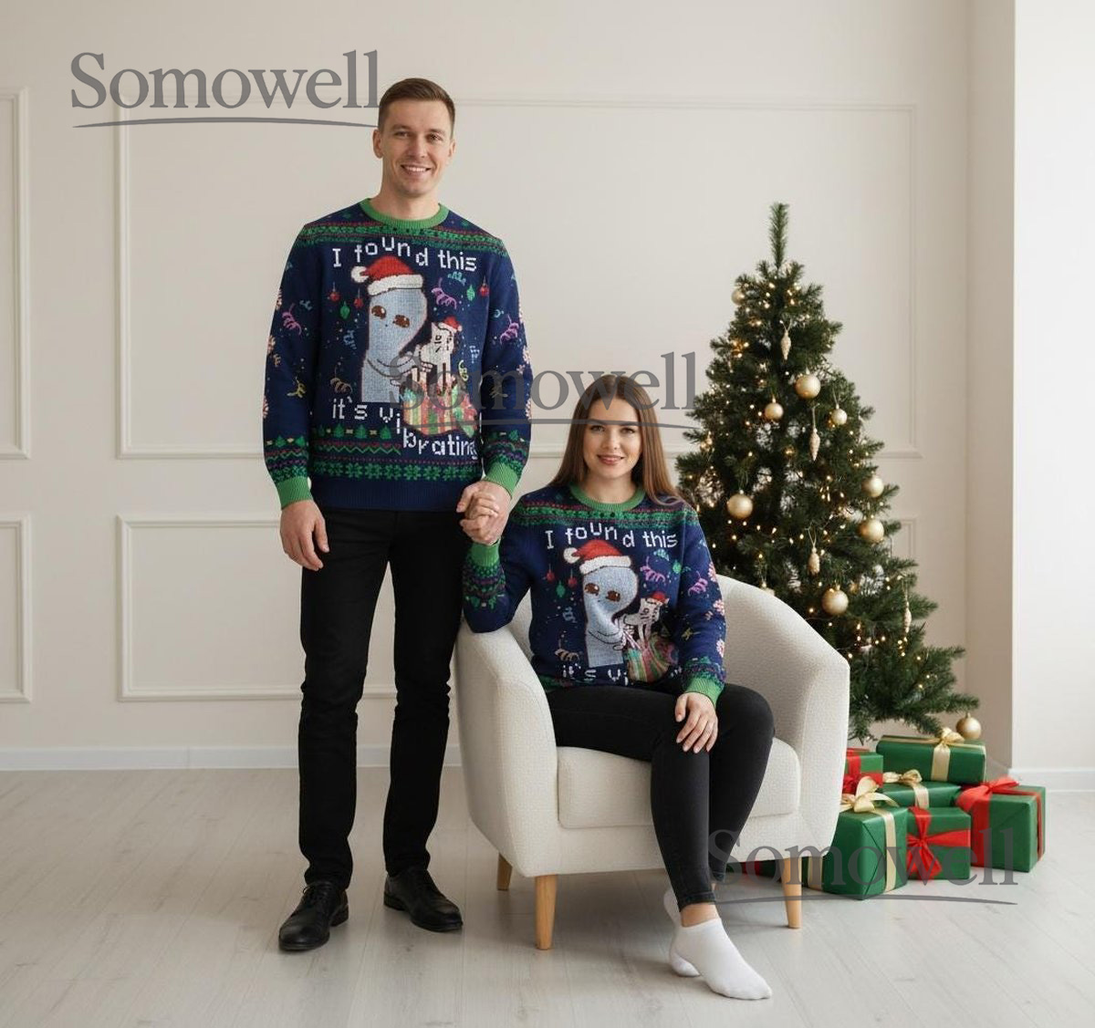 I Found This It’s Vibrating Funny Meme Christmas Sweater Geek Style