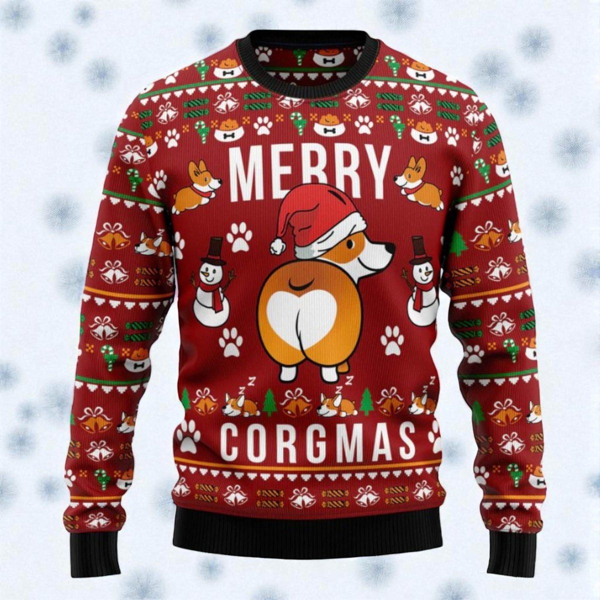 Funny Corgi Red Ugly Christmas Sweater Merry Corgmas Dog Holiday Knit Jumper