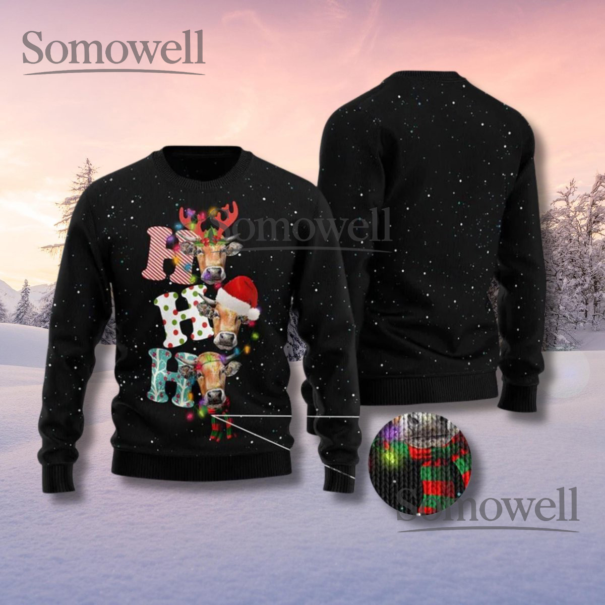Funny Cow Christmas Sweater Custom Name Ugly Xmas Jumper