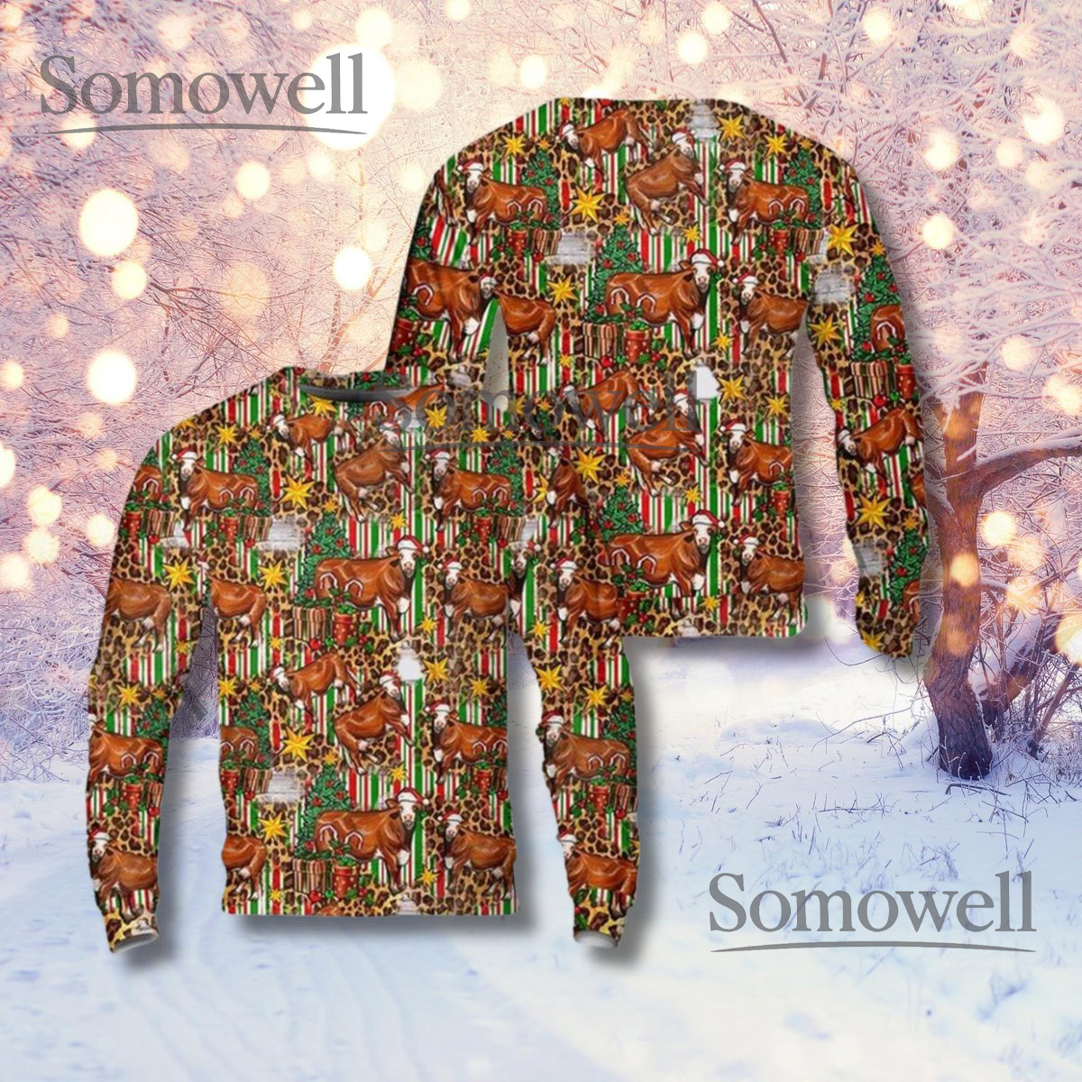 Funny Cow Christmas Sweater Unisex Farm Animal Xmas Pullover