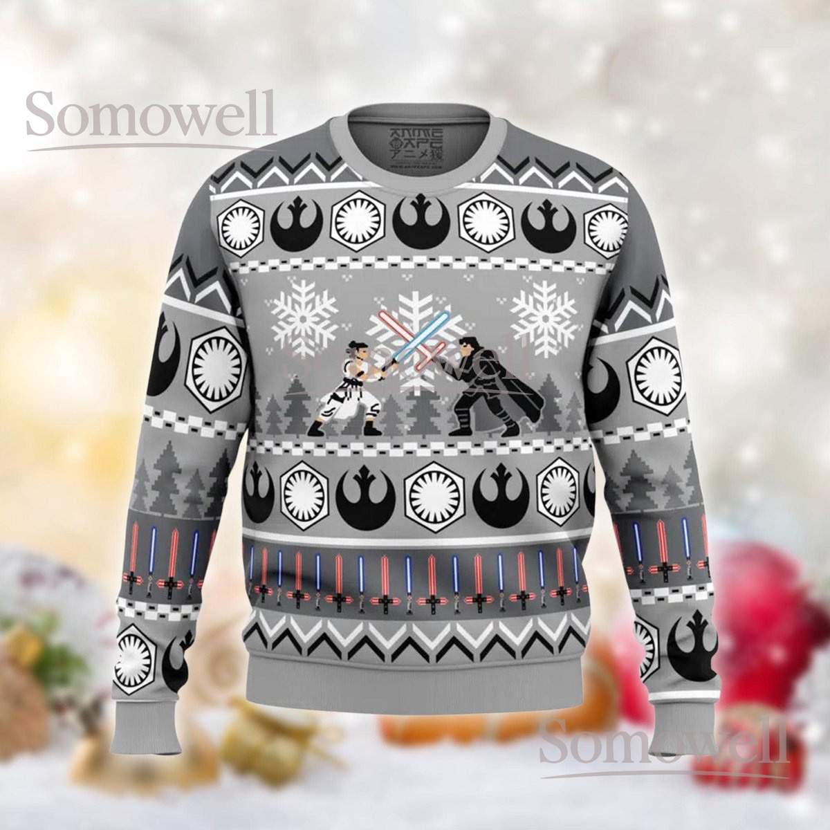 Star Wars Lightsaber Battle Ugly Christmas Sweater Funny Galactic Duel Gift