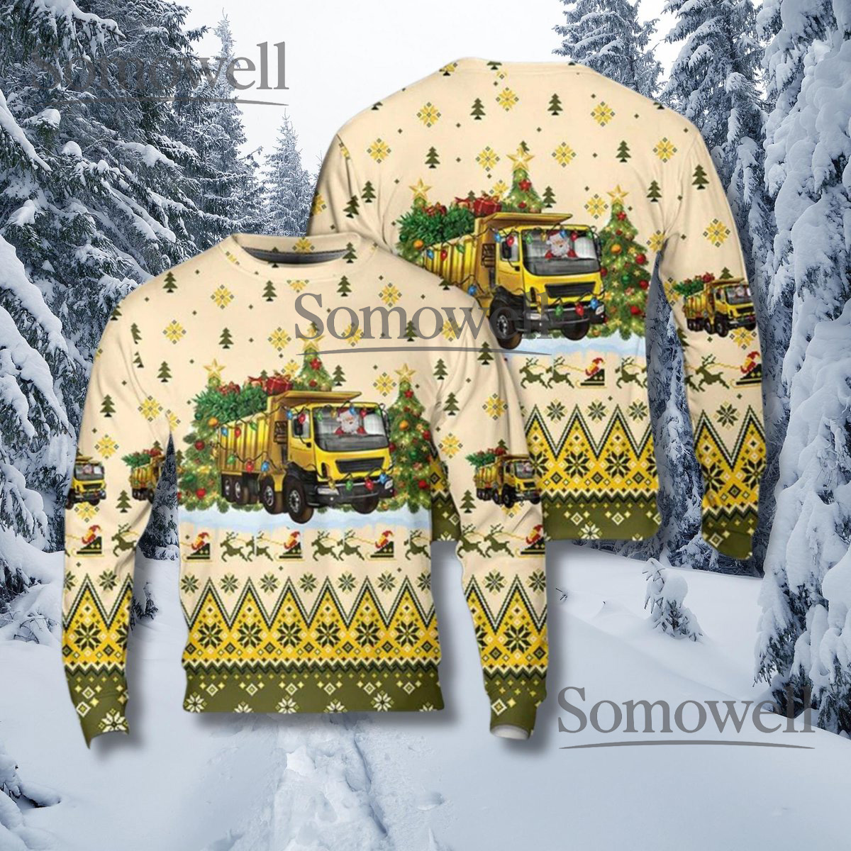 Funny Garbage Truck Christmas Sweater Sanitation Worker Holiday Pullover