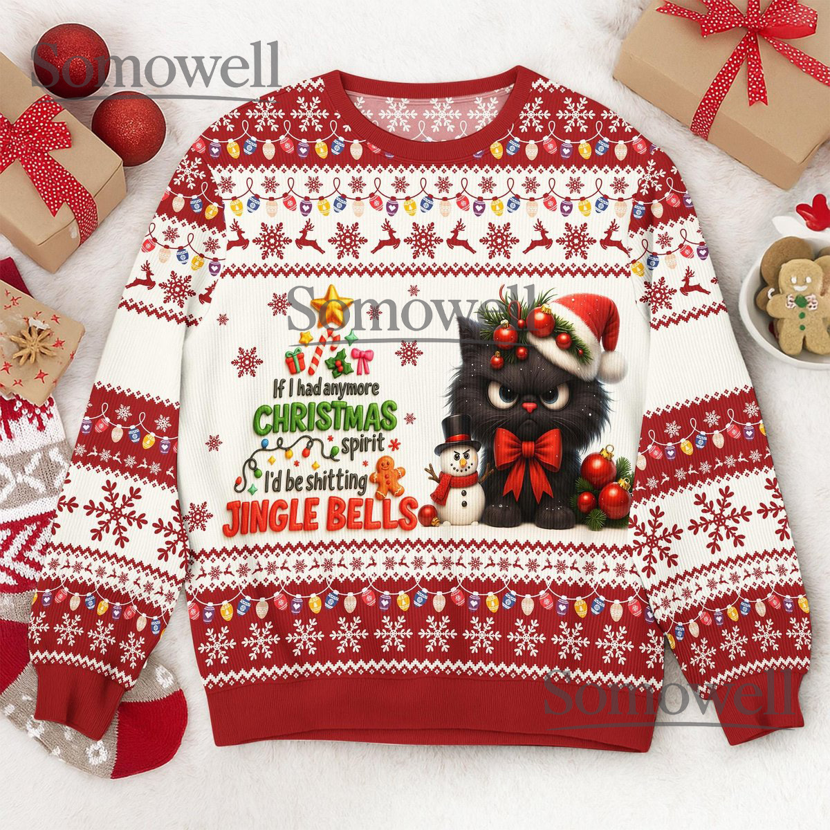 Grumpy Cat Ugly Christmas Sweater Funny Sarcastic Holiday Outfit Gift