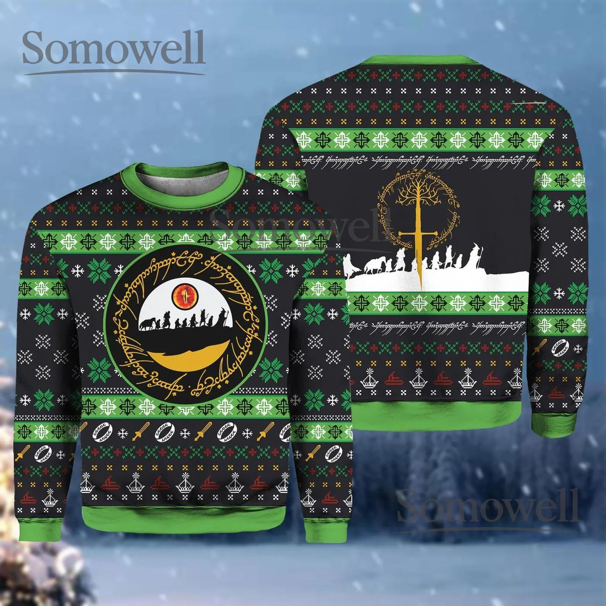 Lord of the Rings Fellowship Ugly Christmas Sweater The Second Breakfast Club Knit Jumper