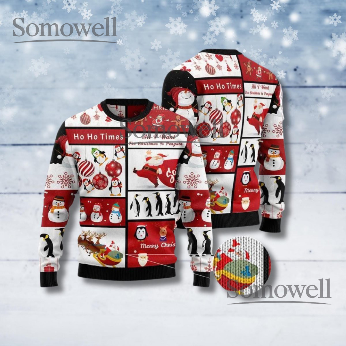 Funny Penguin Christmas Sweater Unisex Holiday Pullover