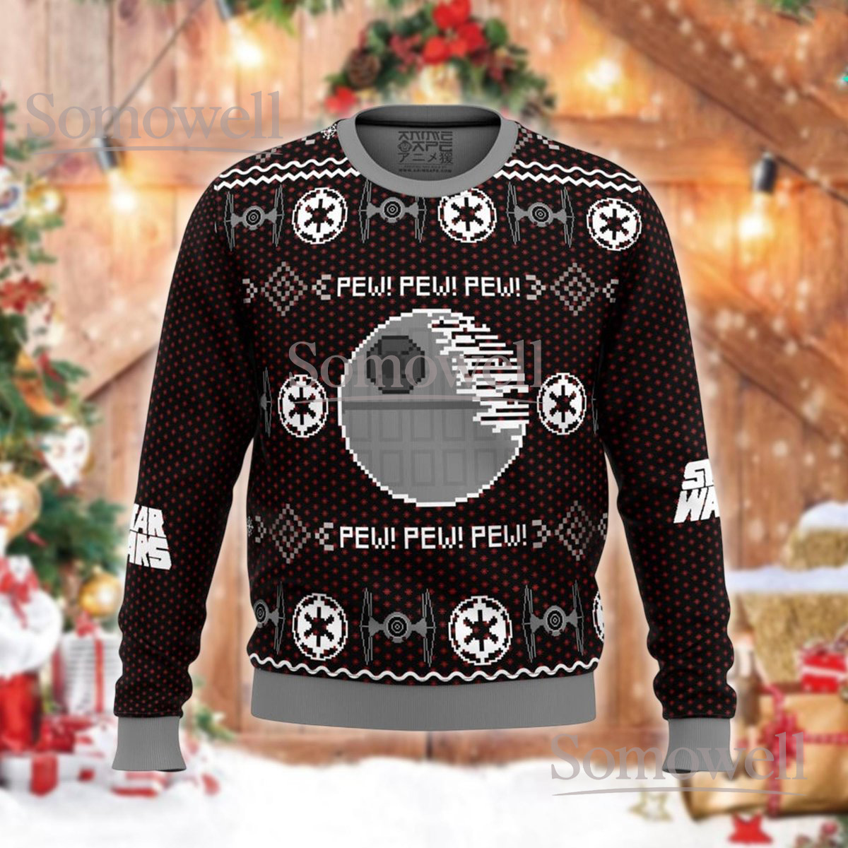Star Wars Death Star Pew Pew Ugly Christmas Sweater Funny Sci Fi Holiday Gift
