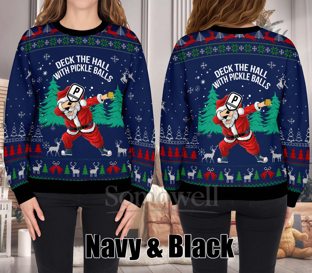 Funny Pickleball Ugly Christmas Sweater Holiday Knit Gift