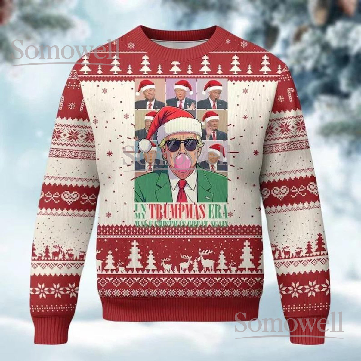 Trump Red Christmas Ugly Sweater In My Trumpmas Era Holiday Knit Jumper Funny Political Gift