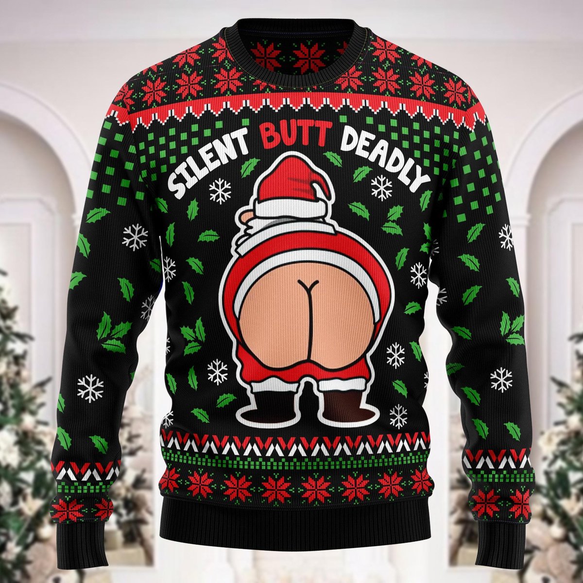 Funny Santa Claus Ugly Christmas Sweater Hilarious Holiday Knit Gift