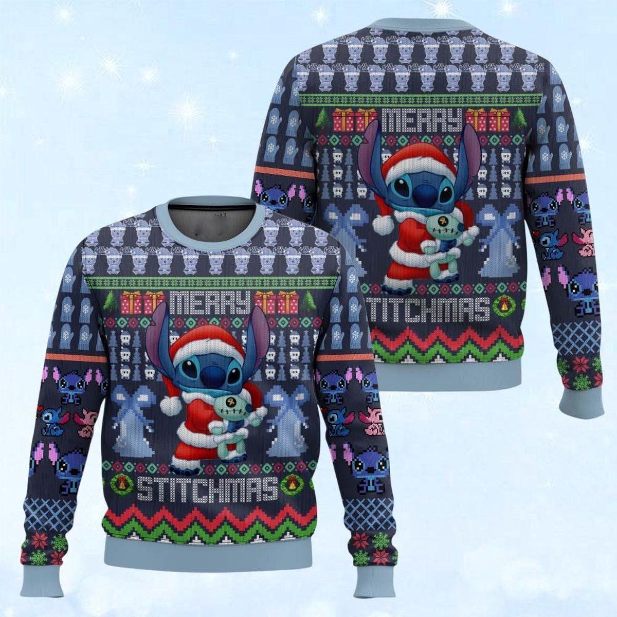 Merry Stitchmas Funny Blue Stitch Christmas Sweater