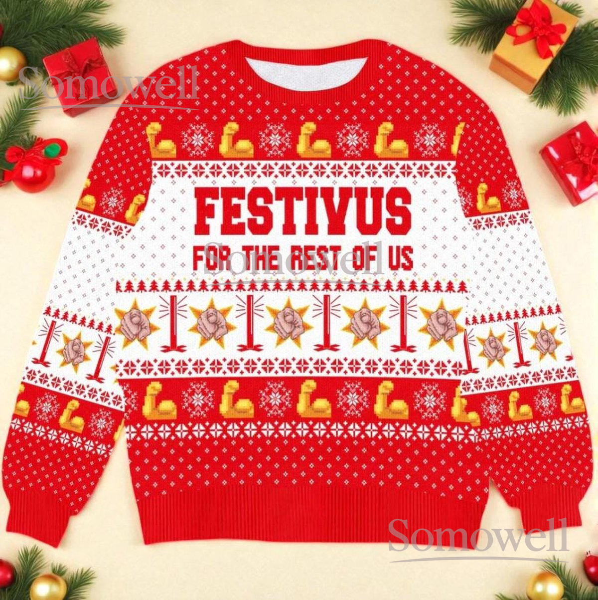Festivus Christmas Red Ugly Sweater Classic Holiday Knit Jumper