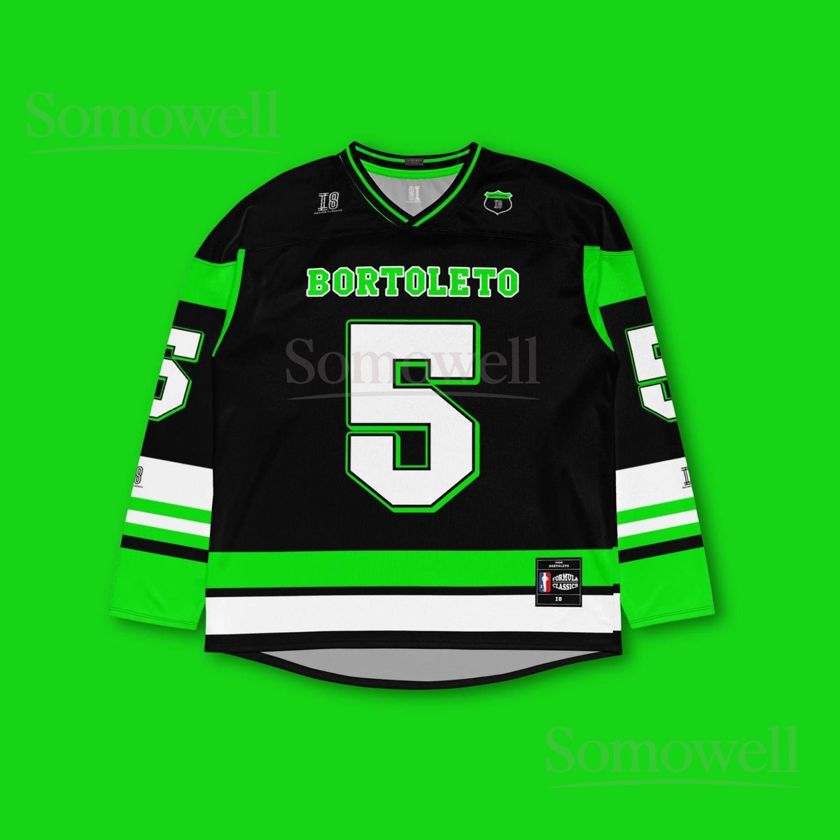 Custom Gabriel Bortoleto Kick Sauber F1 Hockey Jersey Shirt for Formula 1 Fans Black and Green Racing Team Apparel
