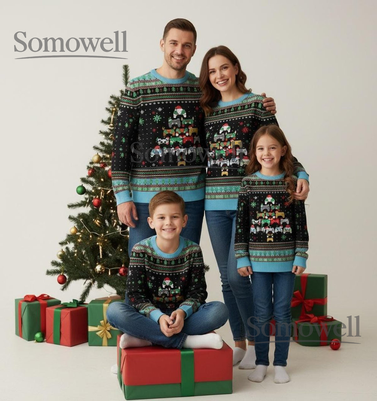 Gaming Controller Tree Funny Christmas Sweater Geek Holiday Knit