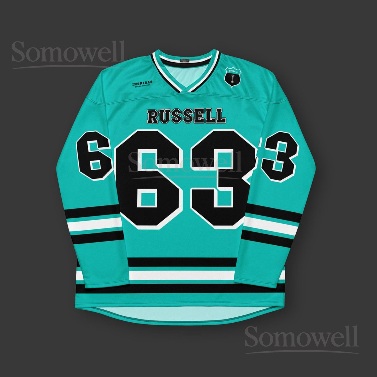 Custom George Russell F1 Hockey Jersey Shirt for Racing Fans Mercedes AMG Team Design with Bold Number Print