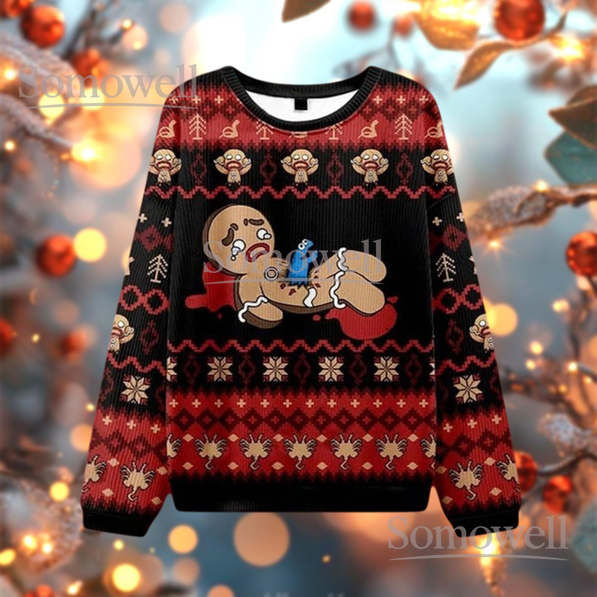 Gingerbread Man Cookie Monster Ugly Christmas Sweater Funny Dark Humor Holiday Gift