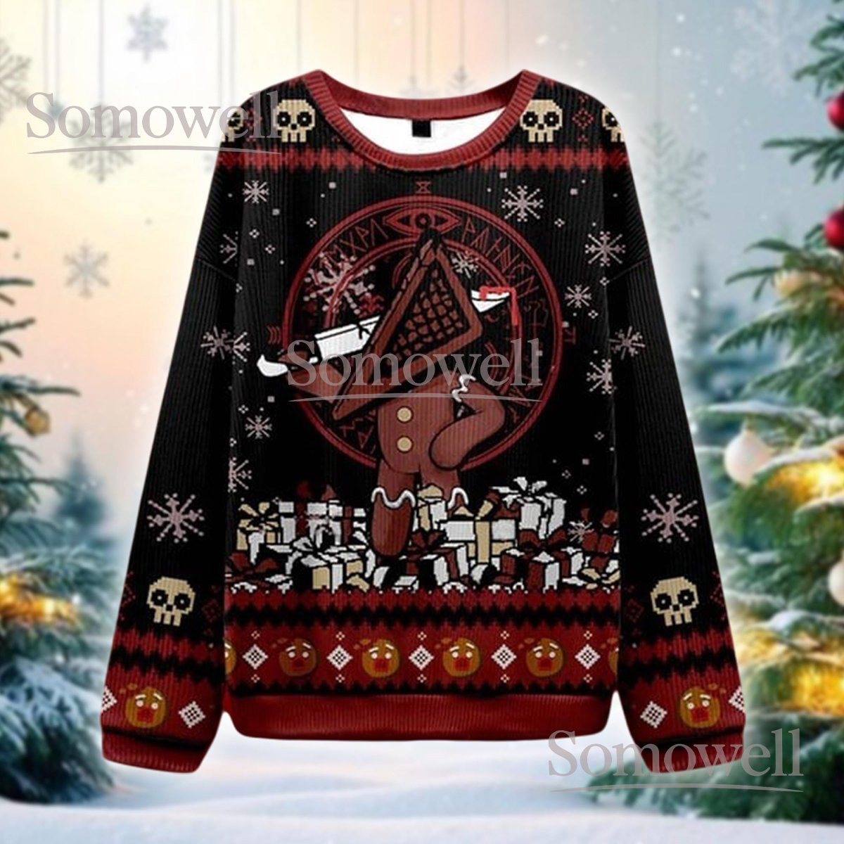 Gingerbread Monster Ugly Christmas Sweater Funny Horror Cookie Holiday Gift