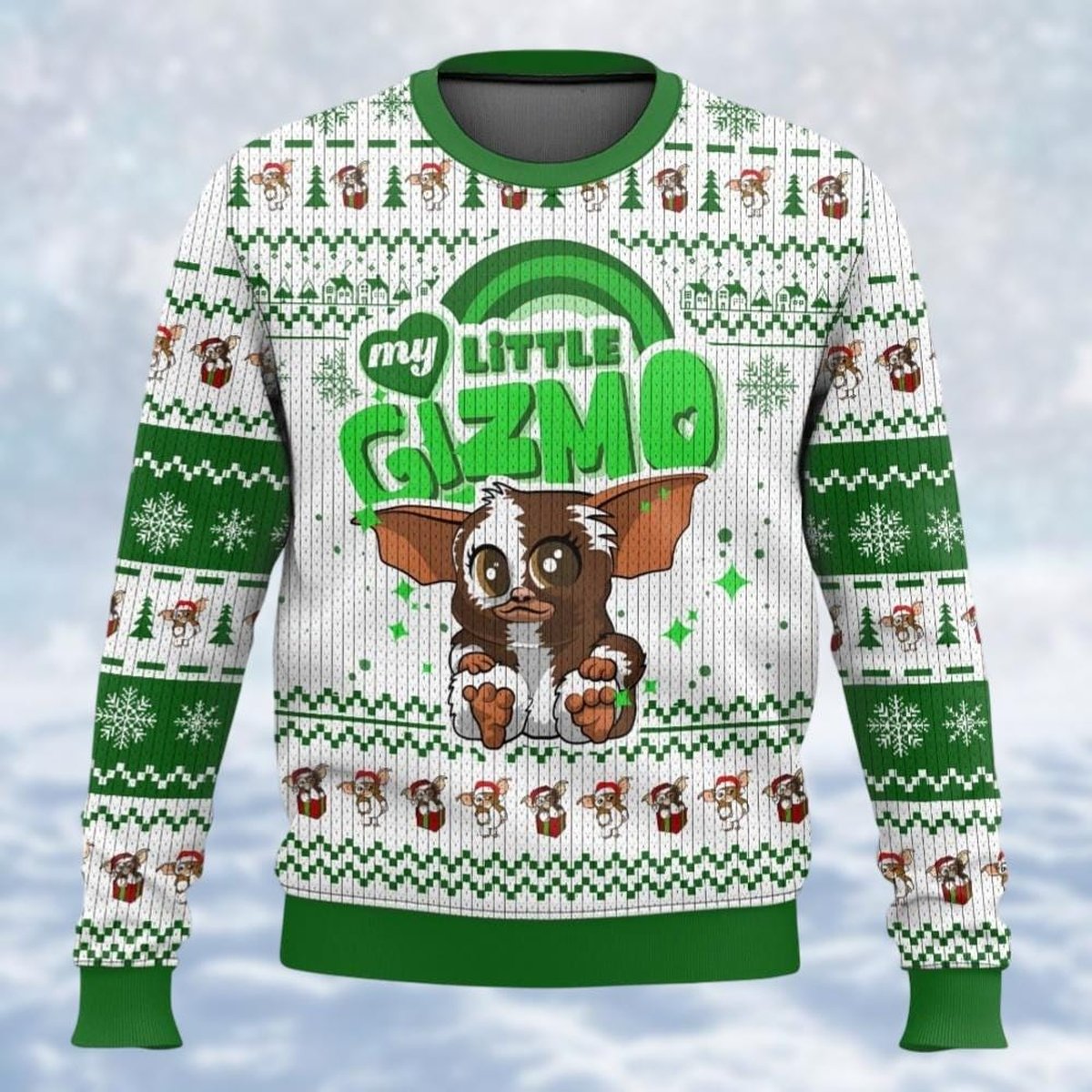 Gremlins Gizmo Green Christmas Ugly Sweater My Little Gizmo Cute Holiday Knit Jumper