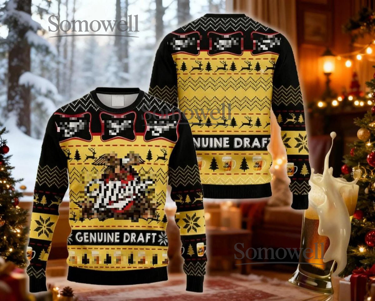 Golden Eagle Vintage Yellow Pattern Christmas Ugly Sweater Holiday Knit Gift