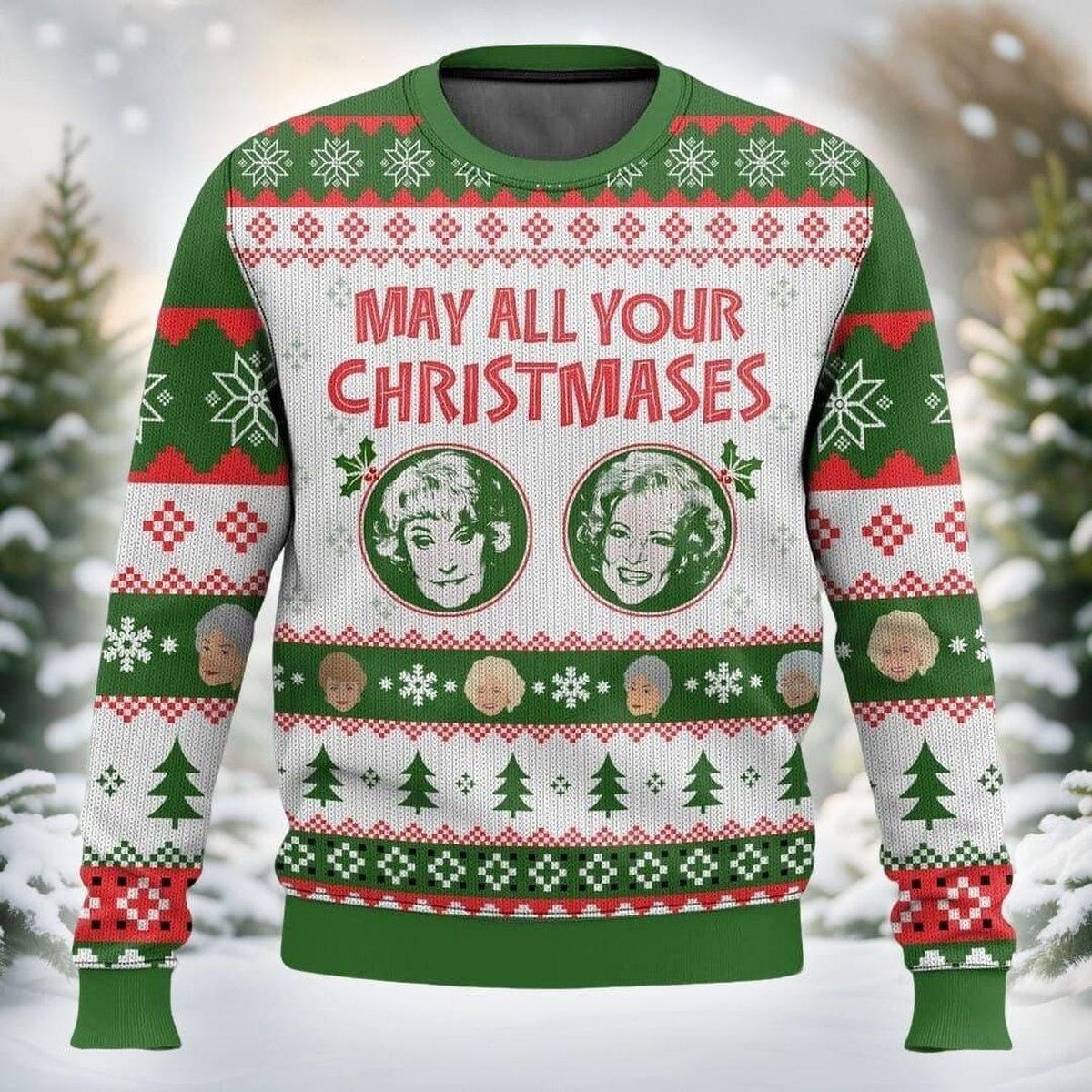 Golden Girls May All Your Christmases Be Bright Ugly Christmas Sweater Holiday Knit Gift