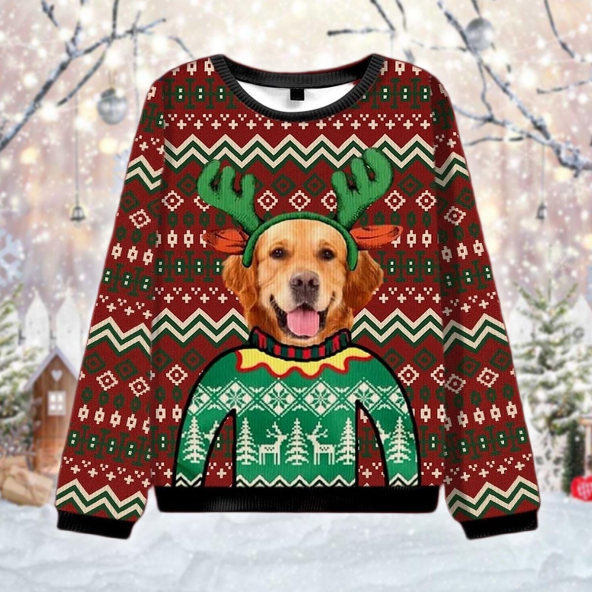 Golden Retriever Ugly Sweater Cute Dog Reindeer Christmas Outfit For Pet Lovers