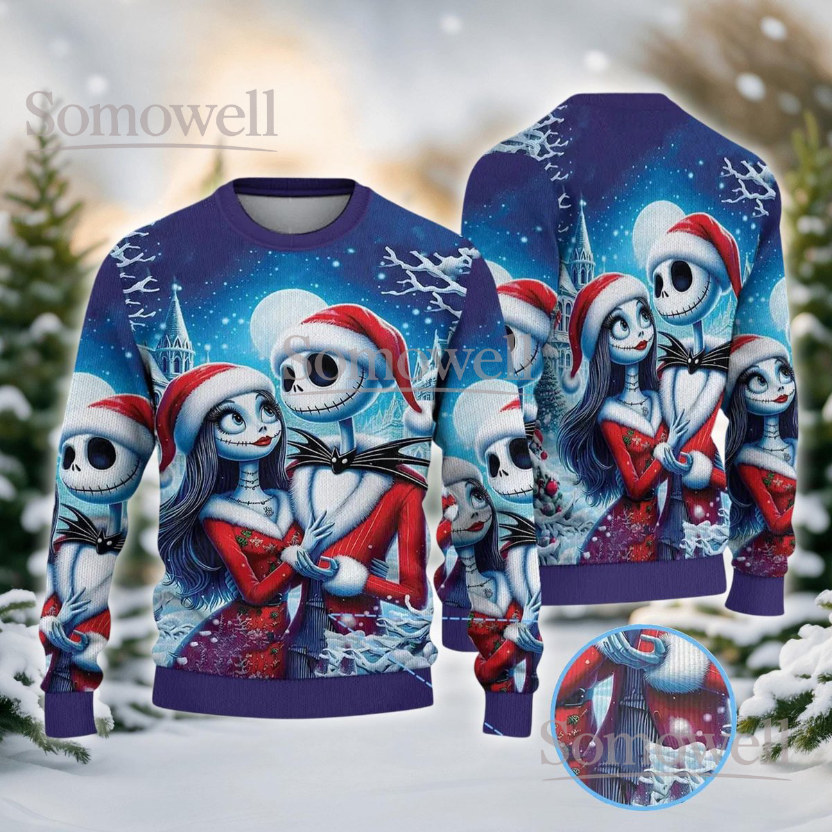 Nightmare Before Christmas Gothic Couple Ugly Sweater Funny Holiday Gift