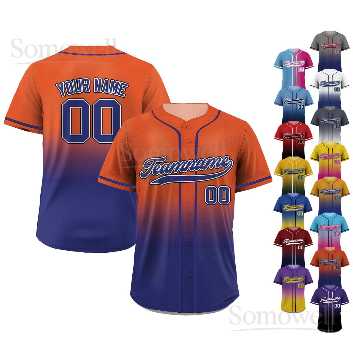 Gradient Custom Baseball Jersey with Team Name and Number Personalized for Men Women Youth Custom Any Request for Sports Fans