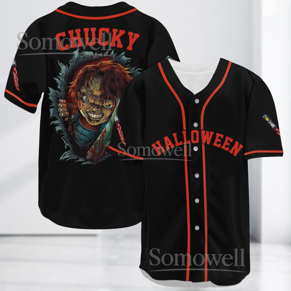 Halloween Chucky Baseball Jersey Shirt Horror Movie Killer Doll Gift