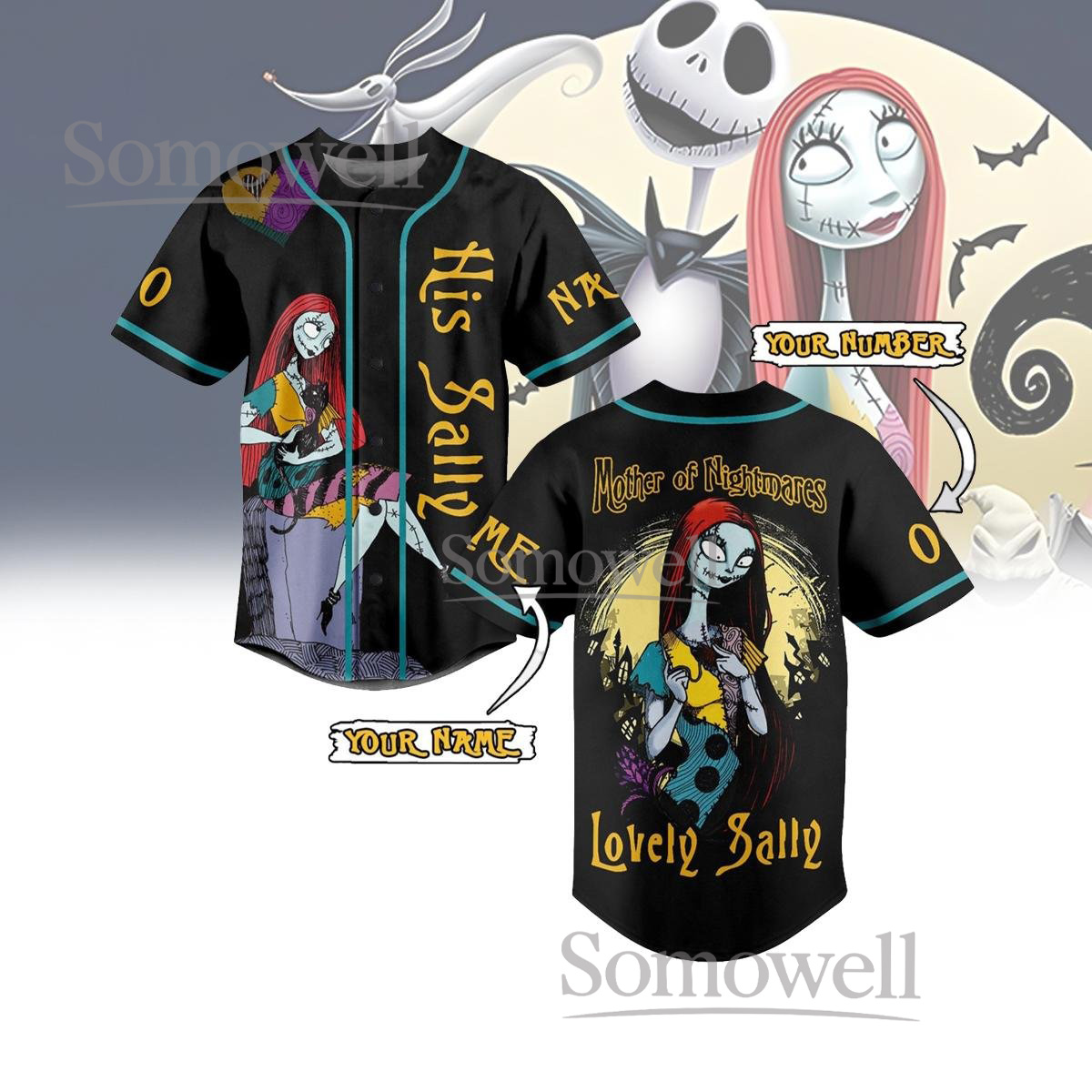 Halloween Sally Baseball Jersey Shirt Mother of Nightmares Themed Costume Gift