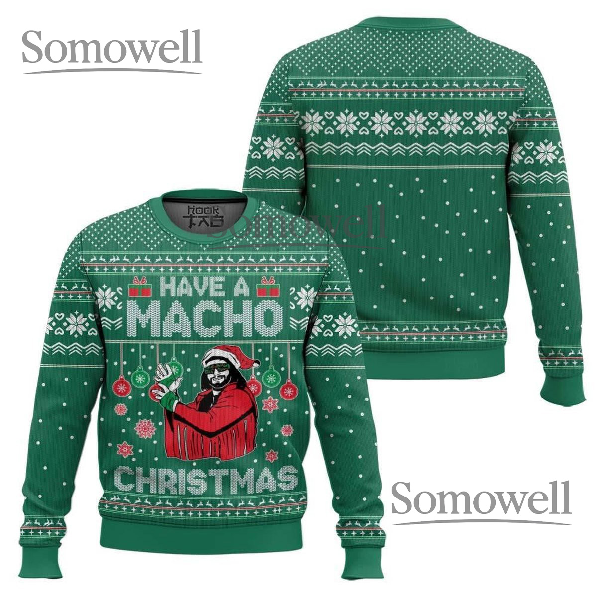 Have A Macho Christmas Ugly Sweater Funny Retro Holiday Knit Jumper Gift