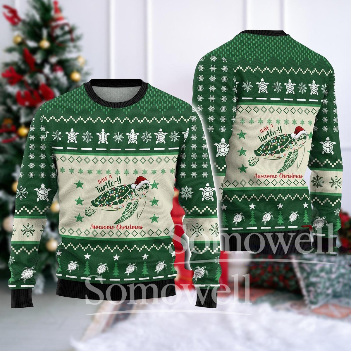 Turtle Christmas Ugly Sweater Have a Turtley Awesome Holiday Knit Pullover Gift for Sea Lovers