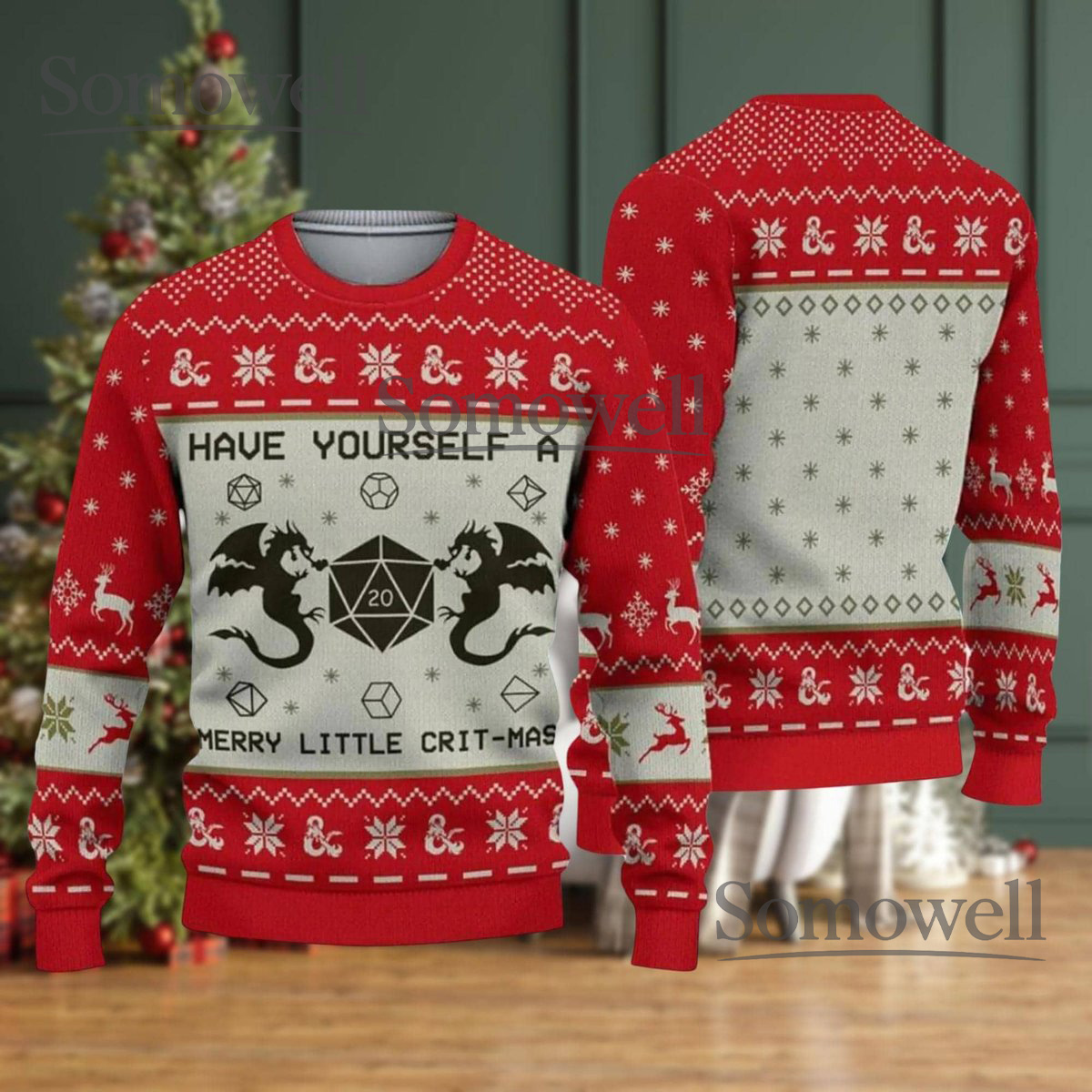 Have Yourself A Merry Little Critmas Dungeons And Dragons Ugly Christmas Sweater Gift