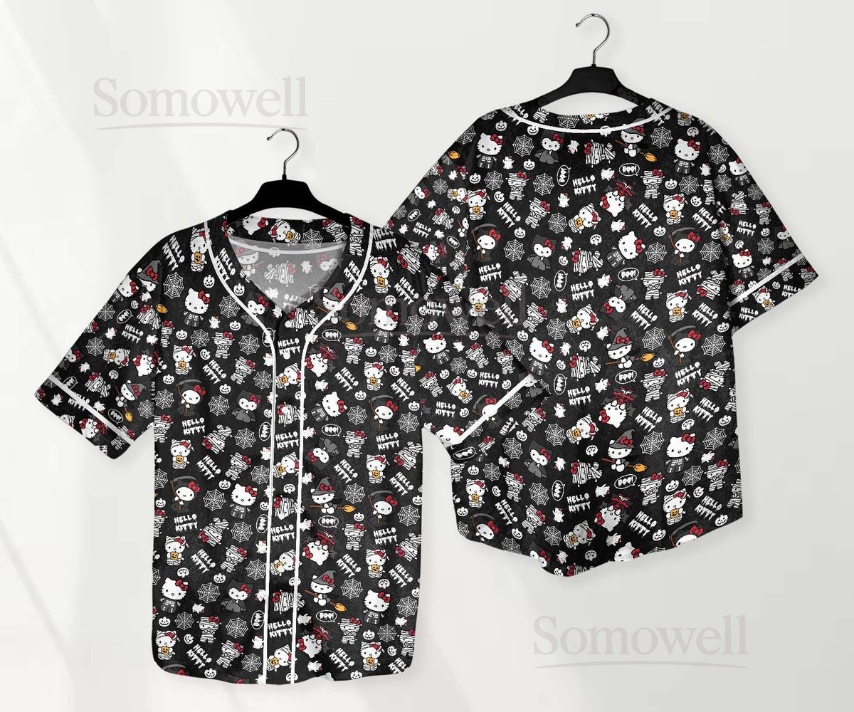 Hello Kitty Baseball Jersey Shirt for Fans of Cute and Kawaii Cartoon Designs and Japanese-Inspired Fashion