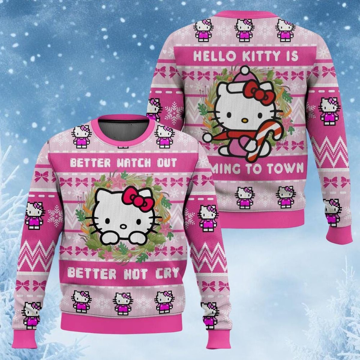 Hello Kitty Better Watch Out Christmas Ugly Sweater