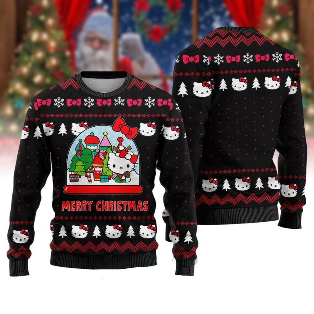 Hello Kitty Ugly Sweater Cute Cartoon Cat Lovers Christmas Holiday Gift
