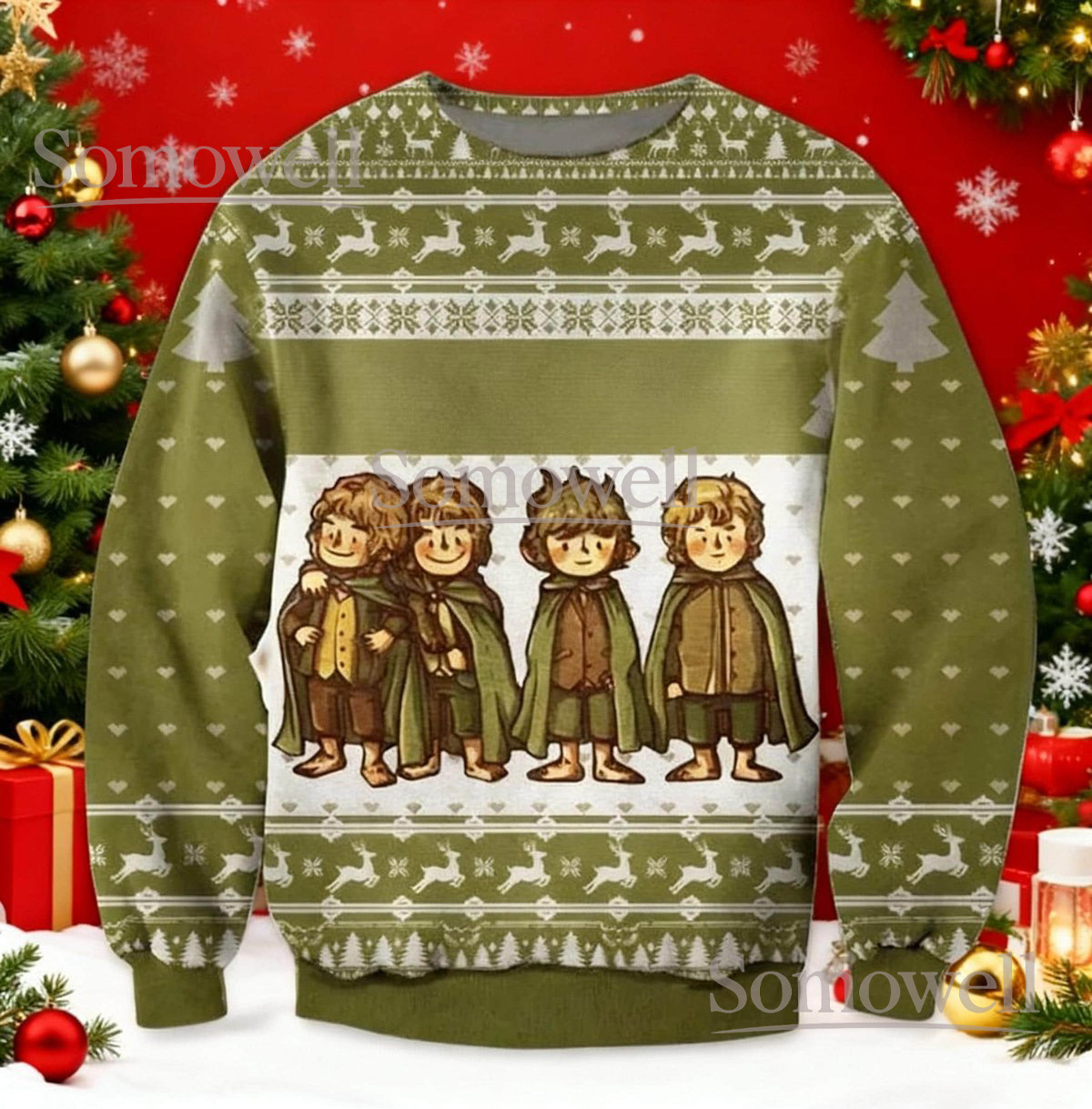 Hobbit Lord of the Rings Ugly Christmas Sweater Cute LOTR Holiday Gift