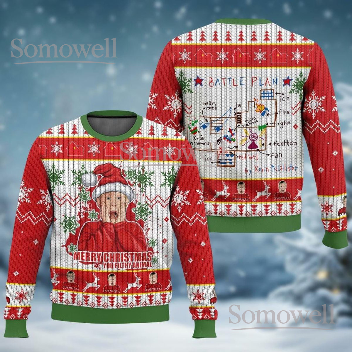 Merry Christmas Ya Filthy Animal Ugly Christmas Sweater Funny Home Alone Movie Gift