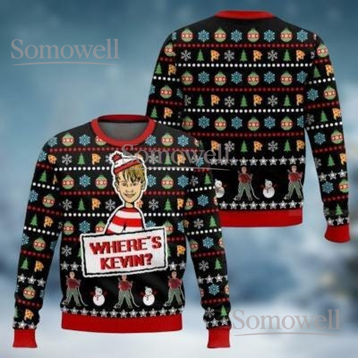 Where’s Kevin Funny Ugly Christmas Sweater Home Alone Movie Parody Holiday Jumper