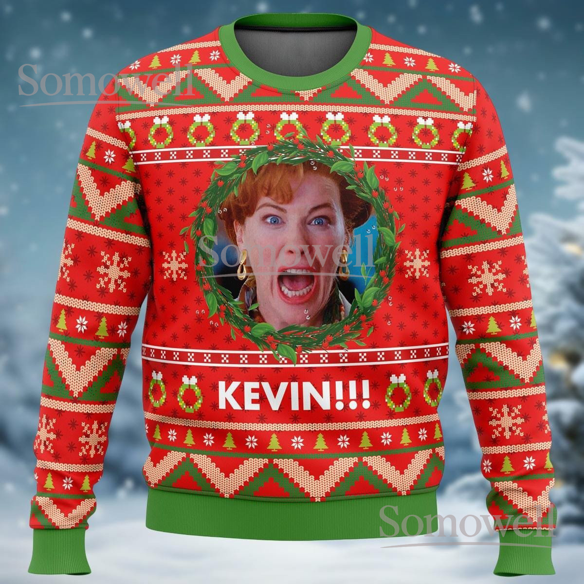 Kevin!!! Funny Home Alone Ugly Christmas Sweater Holiday Movie Meme Gift