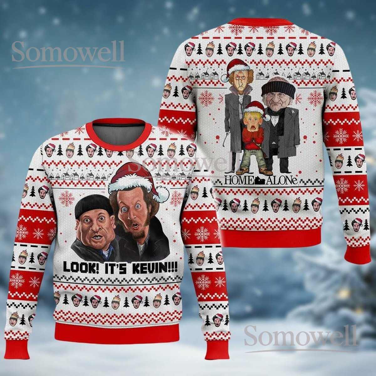 Look It’s Kevin Funny Home Alone Ugly Christmas Sweater Wet Bandits Holiday Jumper