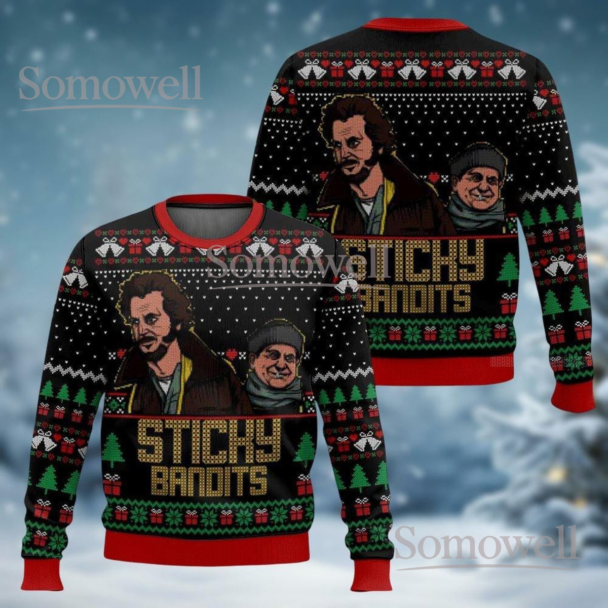 Kevin!!! Black Funny Home Alone Ugly Christmas Sweater Holiday Movie Gift