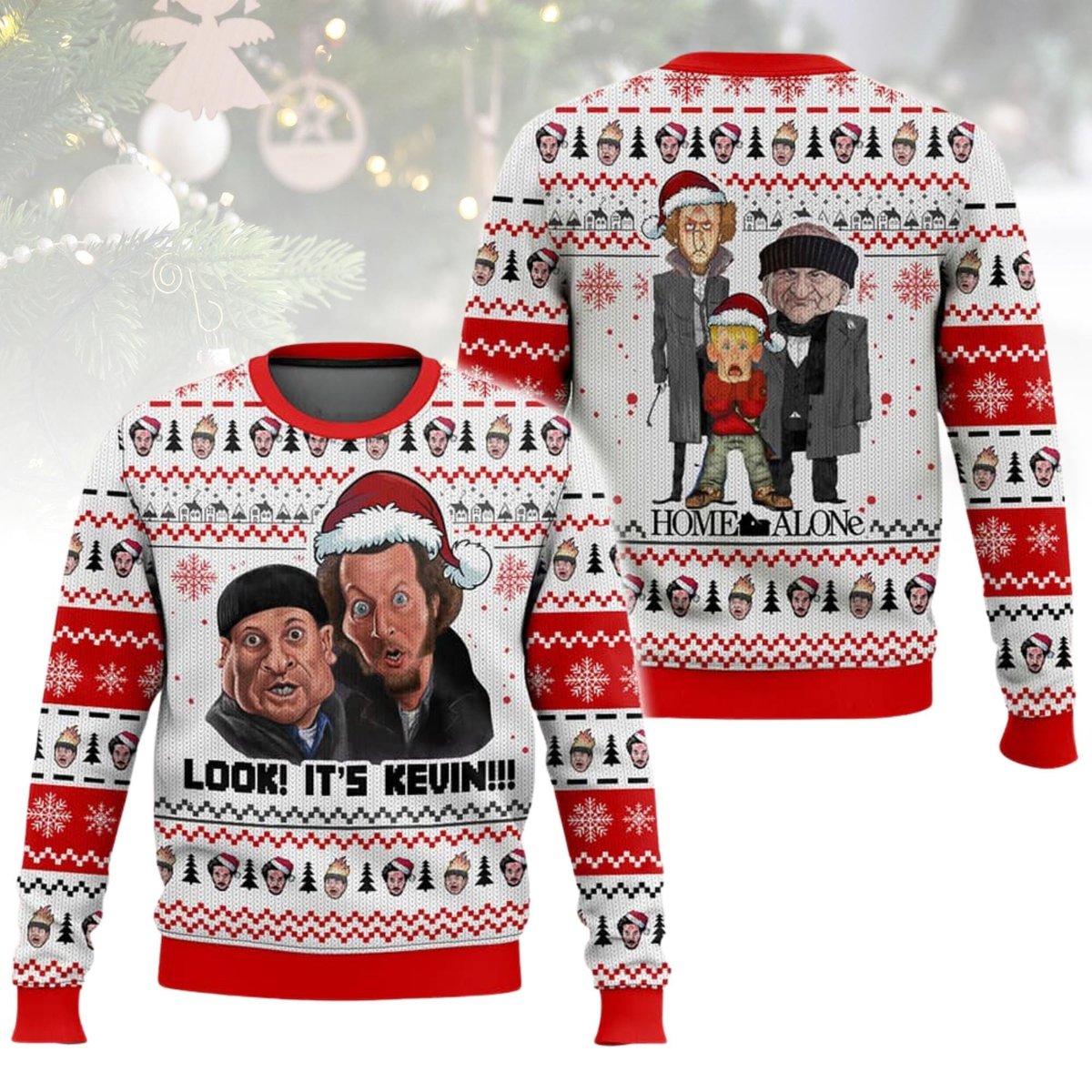 Home Alone Look It’s Kevin Ugly Christmas Sweater Funny Movie Quote Holiday Knit Jumper