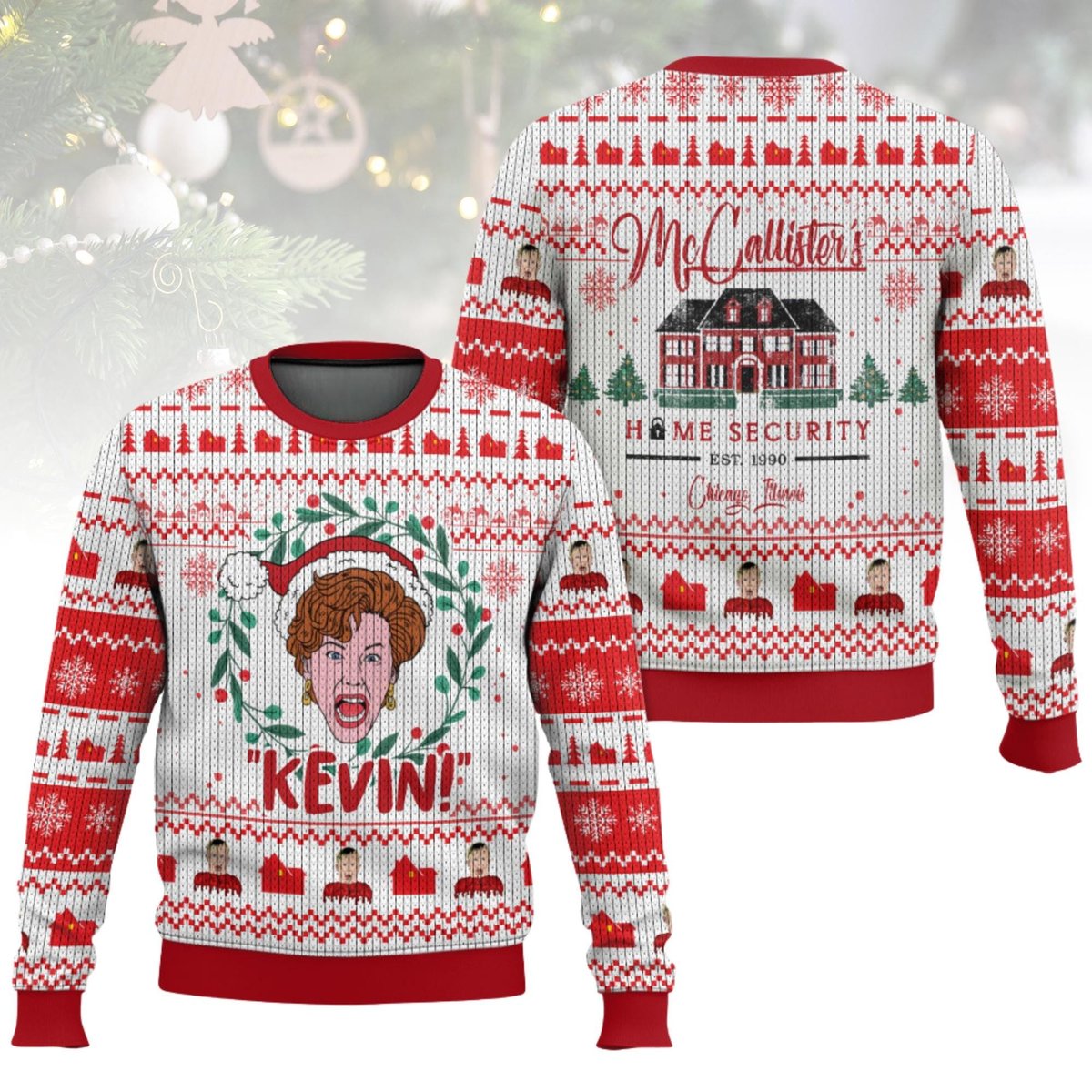 Home Alone McCallister Home Security Ugly Christmas Sweater Funny Family House Holiday Knit Jumper