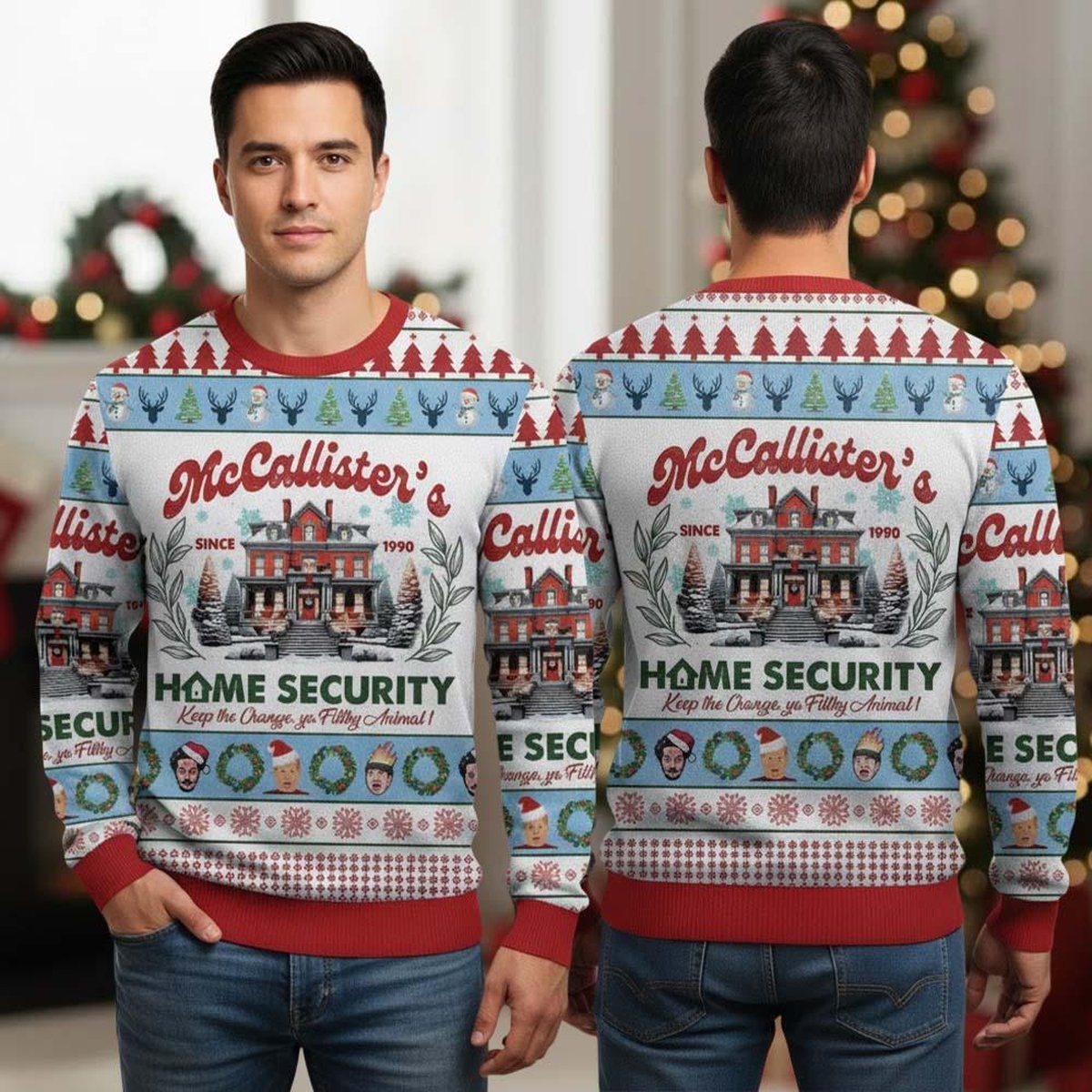 McCallister Home Security Ugly Sweater Funny Home Alone Movie Gift