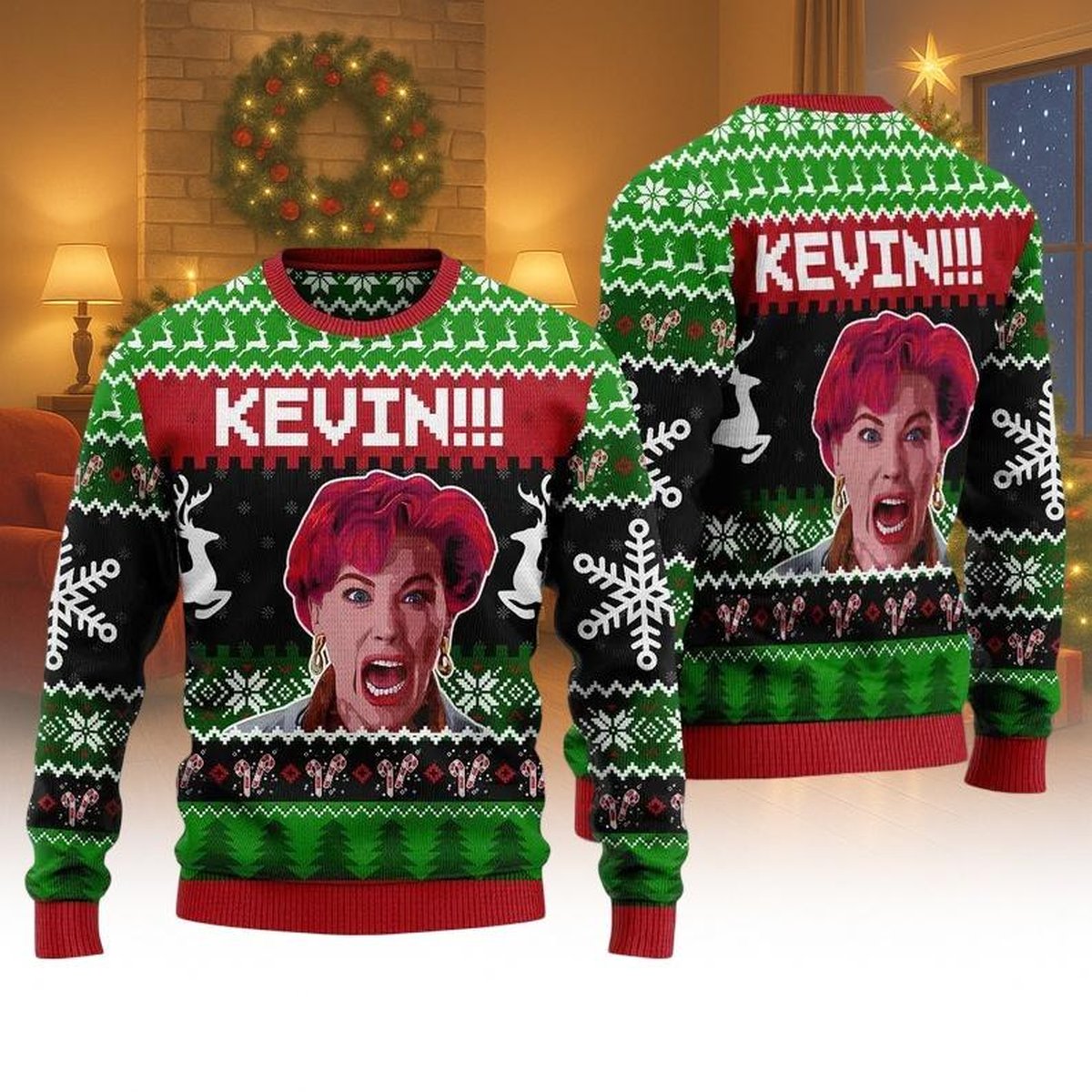 Home Alone Kevin Ugly Christmas Sweater Funny Movie Classic Holiday Knit Jumper