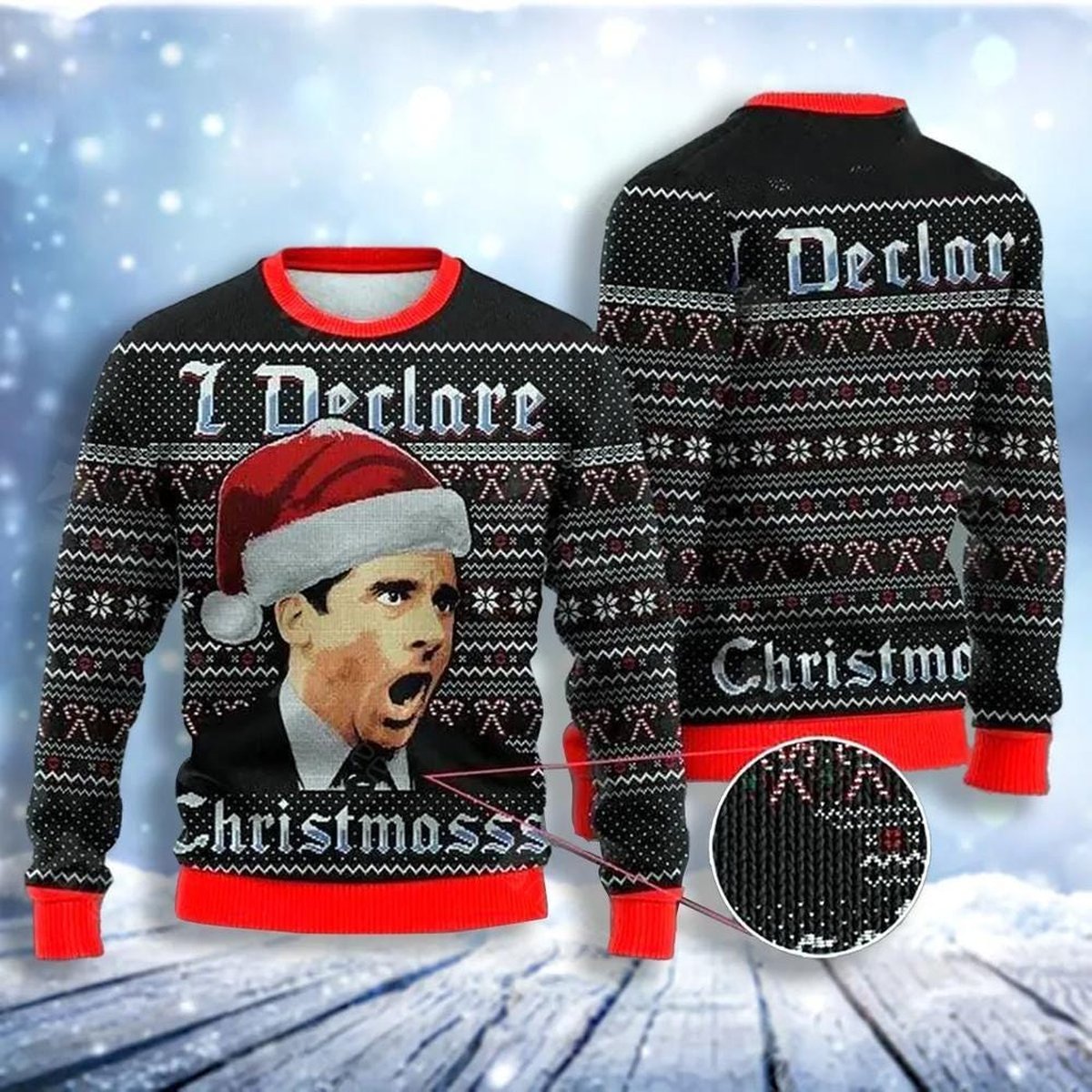 The Office I Declare Christmas Funny Ugly Christmas Sweater Holiday Knit Gift