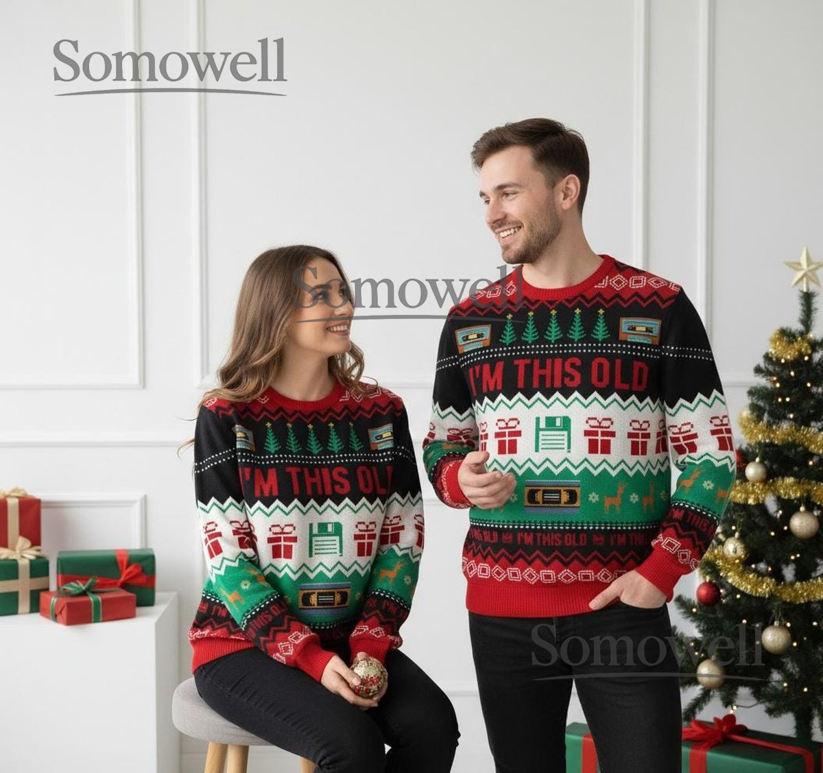 I’m This Old Retro Cassette Tape Funny Holiday Ugly Sweater