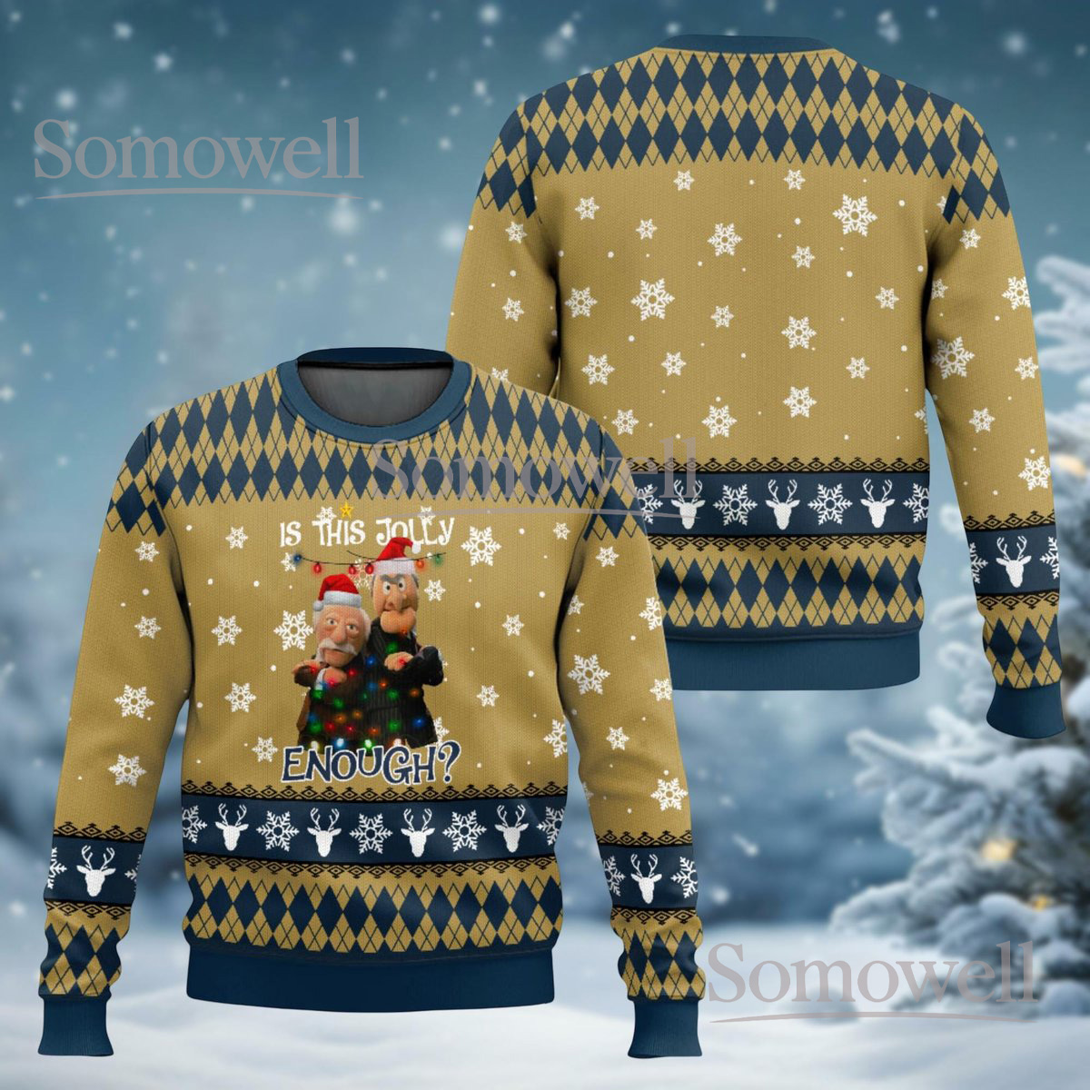 Is This Jolly Enough Funny Muppets Ugly Christmas Sweater Holiday Disney Gift