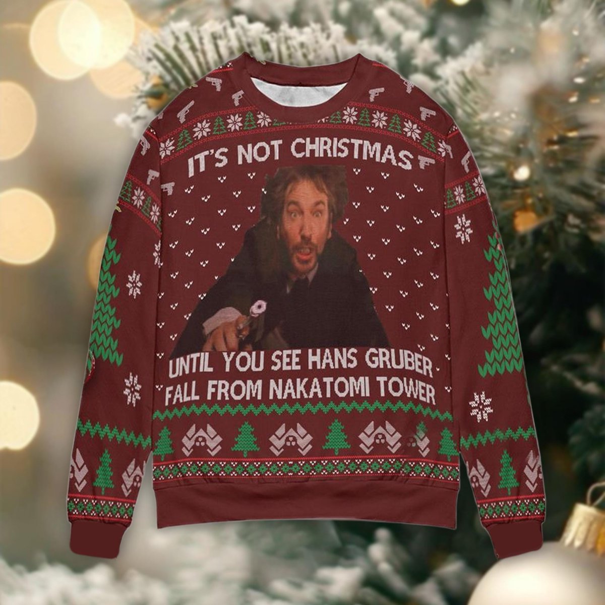 Its Not Christmas Until Hans Gruber Falls Ugly Sweater Funny Die Hard Movie Outfit